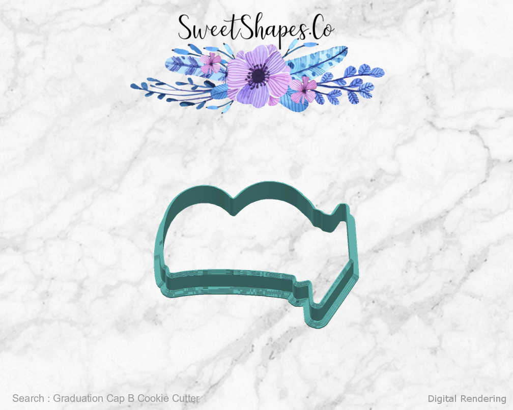 Graduation Cap B Cookie Cutter — right view