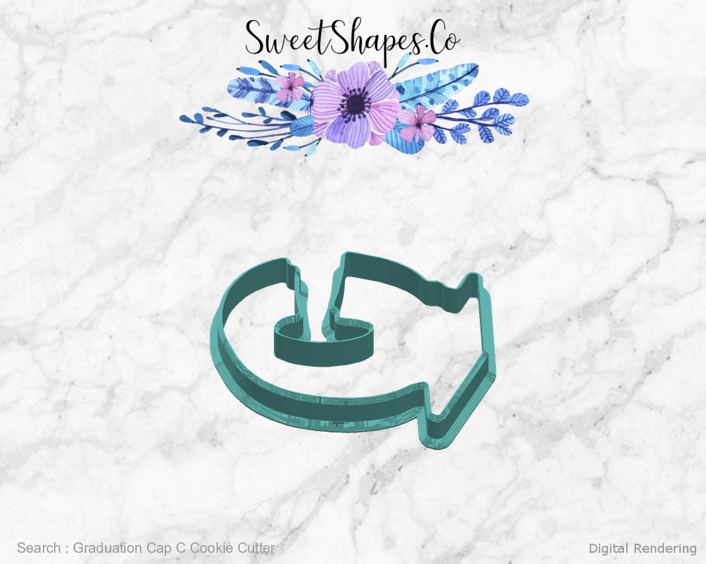 Graduation Cap C Cookie Cutter — right view