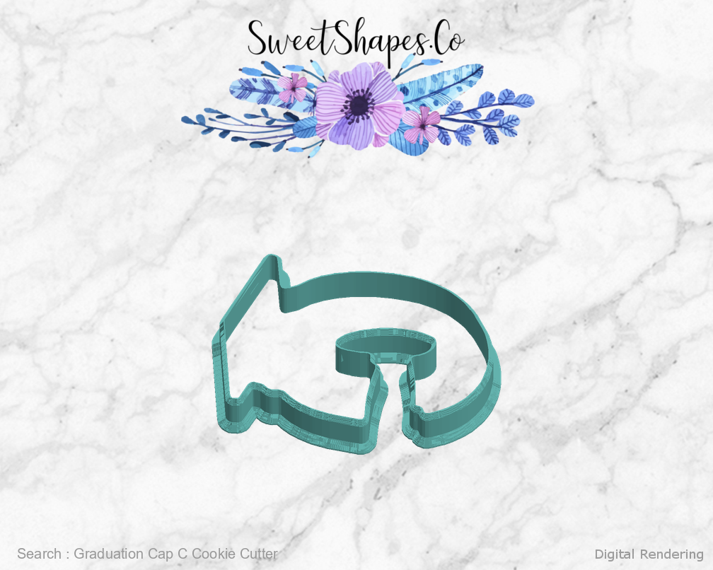 Graduation Cap C Cookie Cutter — left view