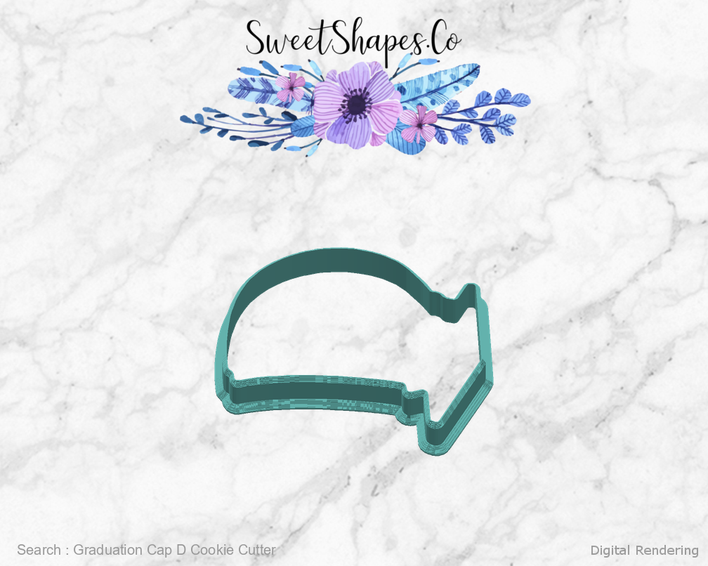 Graduation Cap D Cookie Cutter — right view
