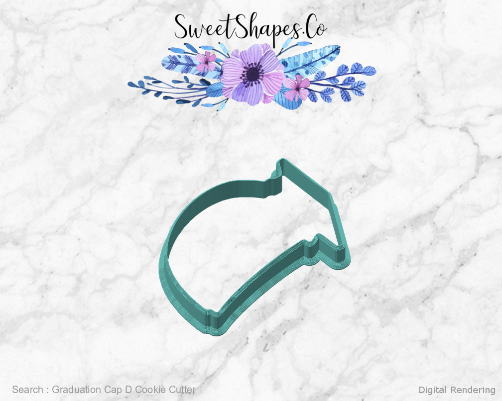 Graduation Cap D Cookie Cutter — angled front view
