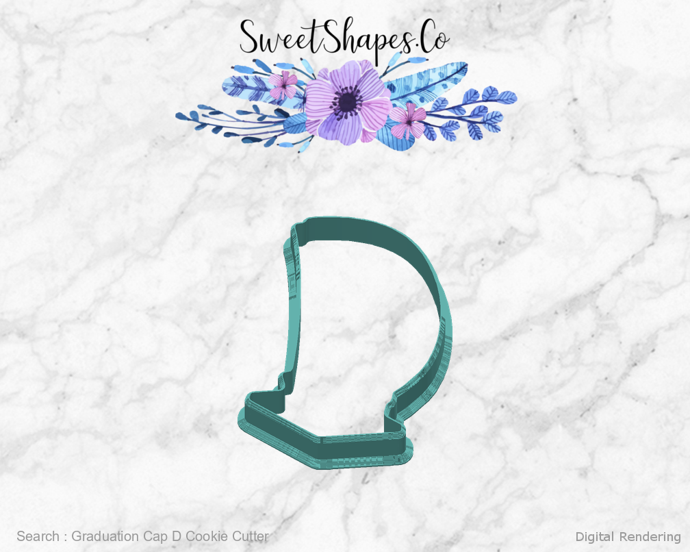 Graduation Cap D Cookie Cutter — back view