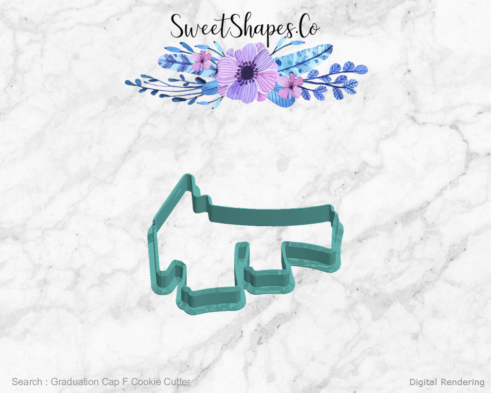 Graduation Cap F Cookie Cutter — left view