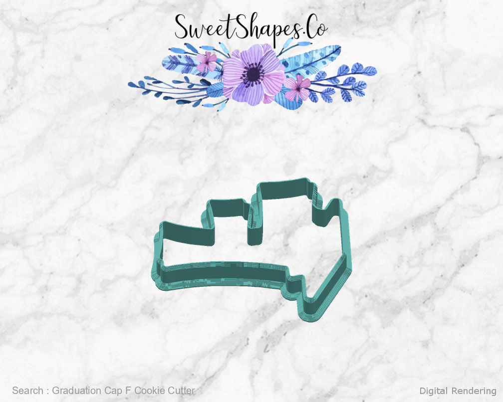 Graduation Cap F Cookie Cutter — right view