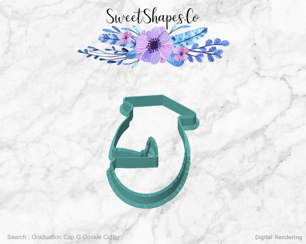Graduation Cap G Cookie Cutter — front view