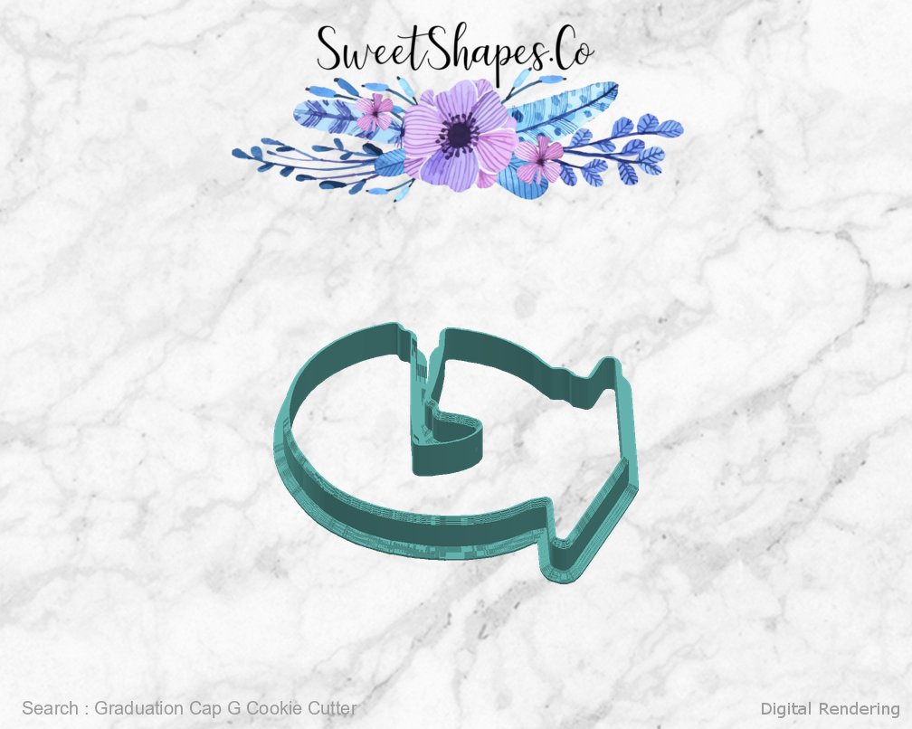 Graduation Cap G Cookie Cutter — right view