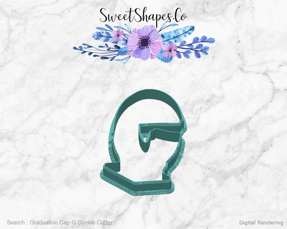 Graduation Cap G Cookie Cutter — back view