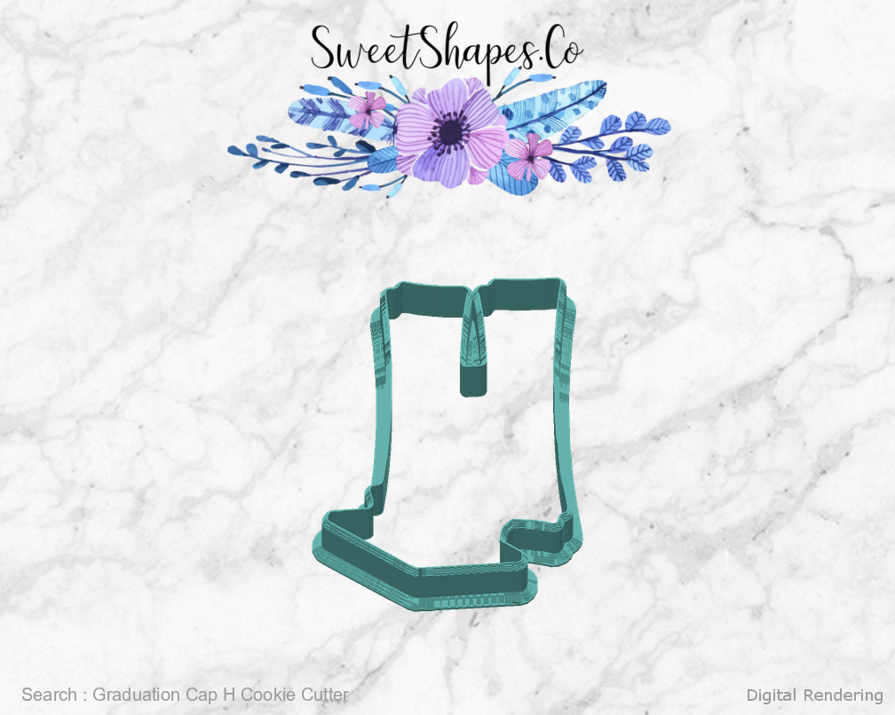 Graduation Cap H Cookie Cutter — back view