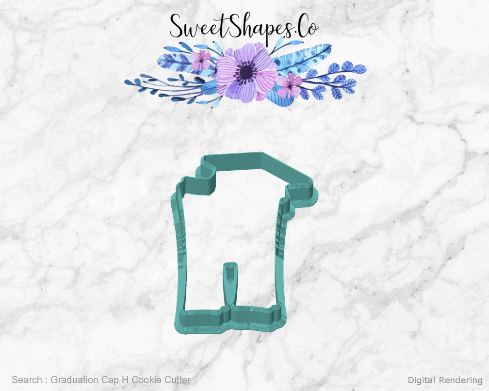 Graduation Cap H Cookie Cutter — front view