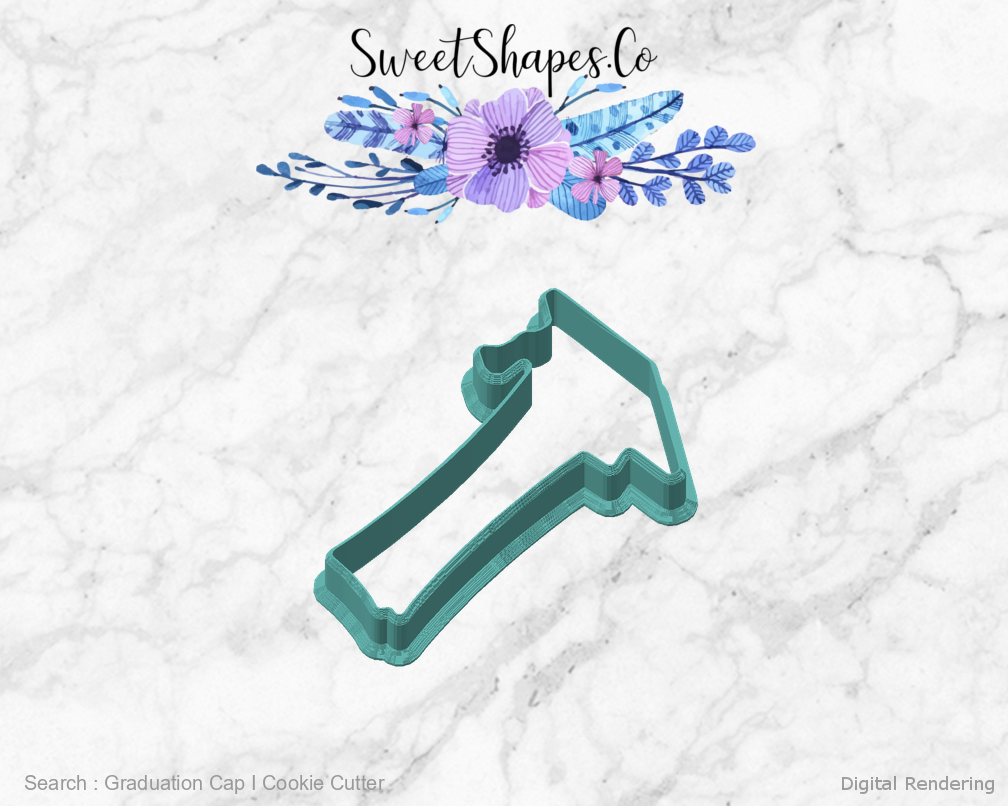 Graduation Cap I Cookie Cutter — angled front view