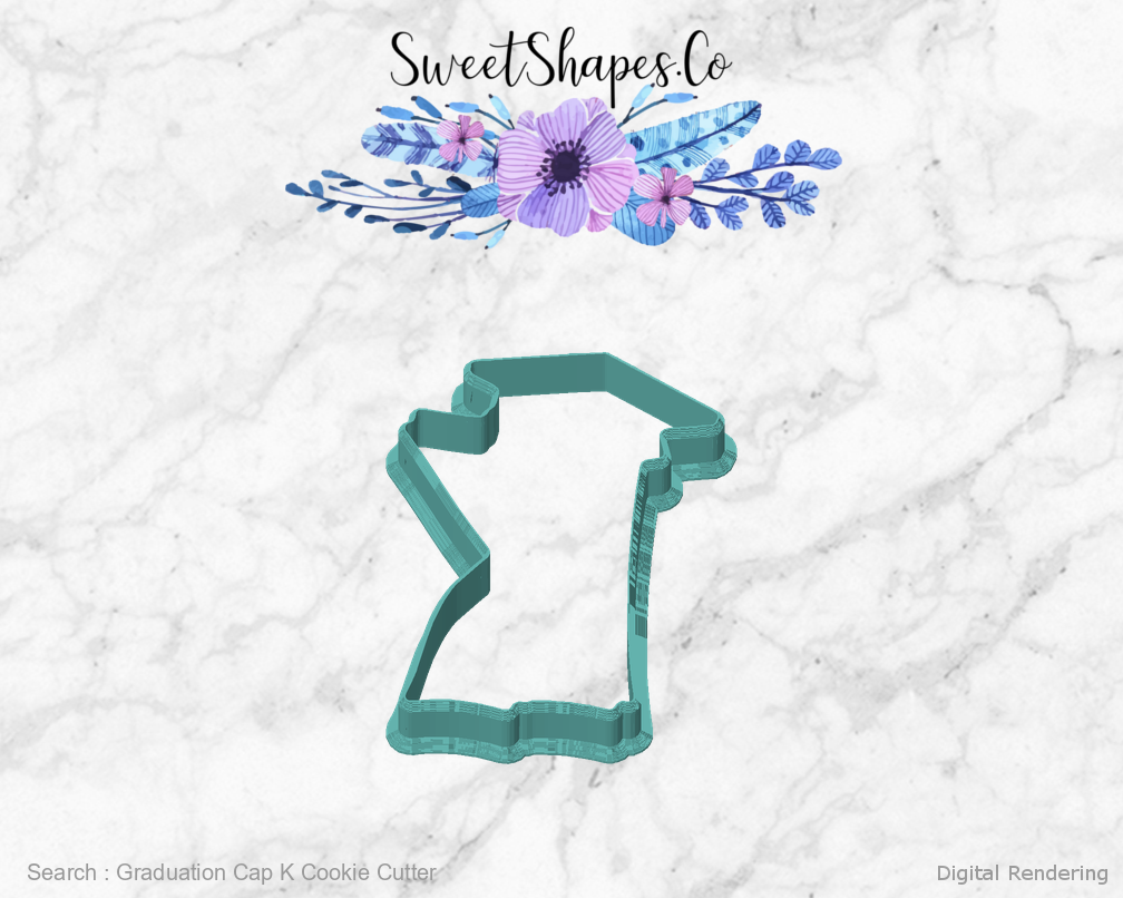 Graduation Cap K Cookie Cutter — front view