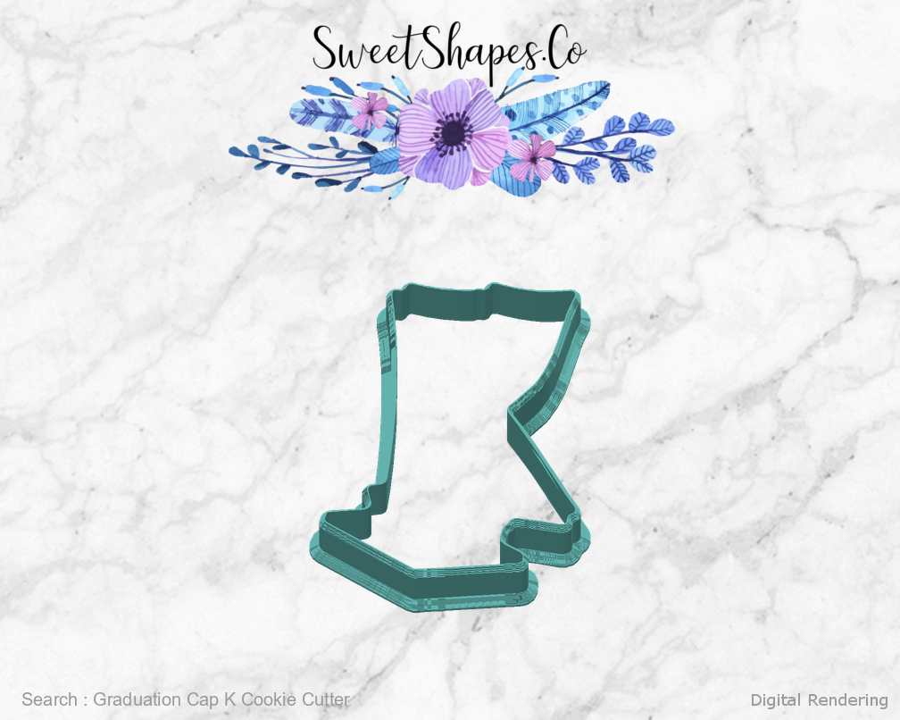 Graduation Cap K Cookie Cutter — back view