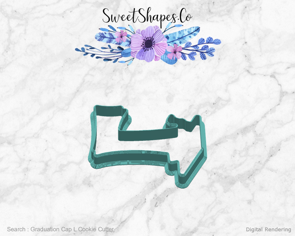 Graduation Cap L Cookie Cutter — right view