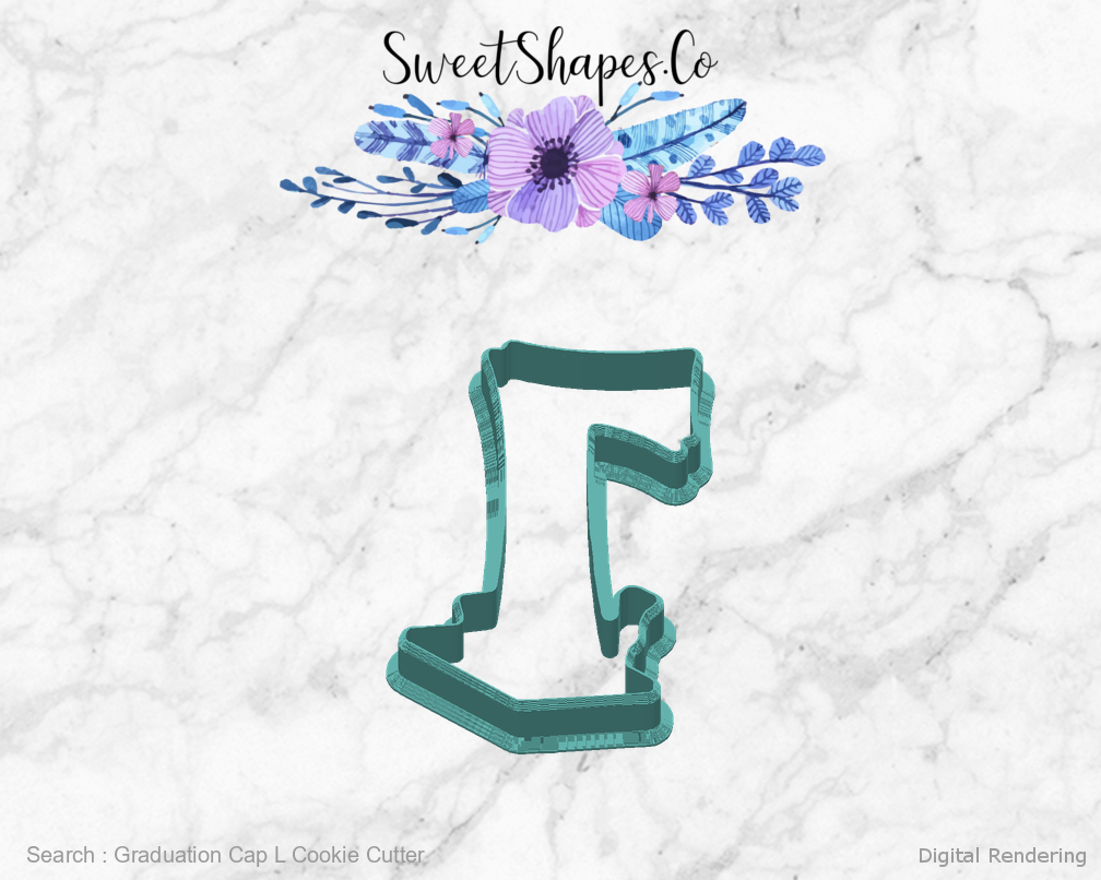 Graduation Cap L Cookie Cutter — back view