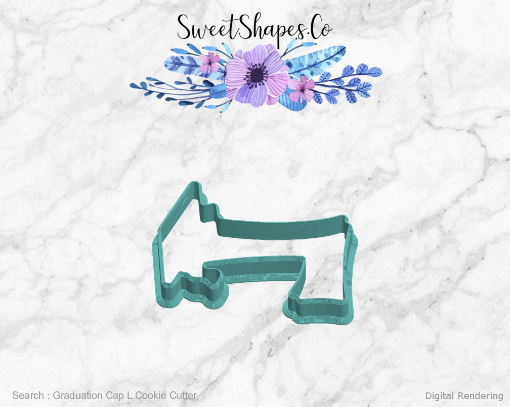 Graduation Cap L Cookie Cutter — left view