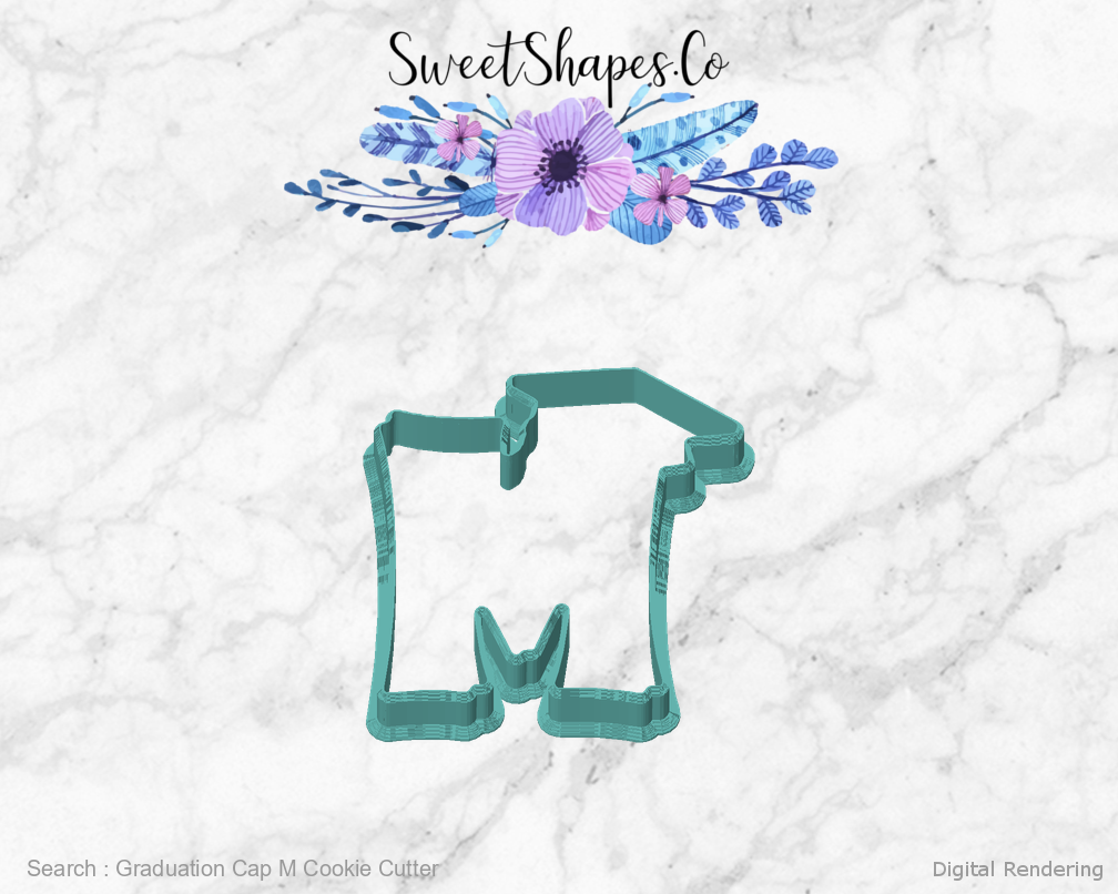 Graduation Cap M Cookie Cutter — front view