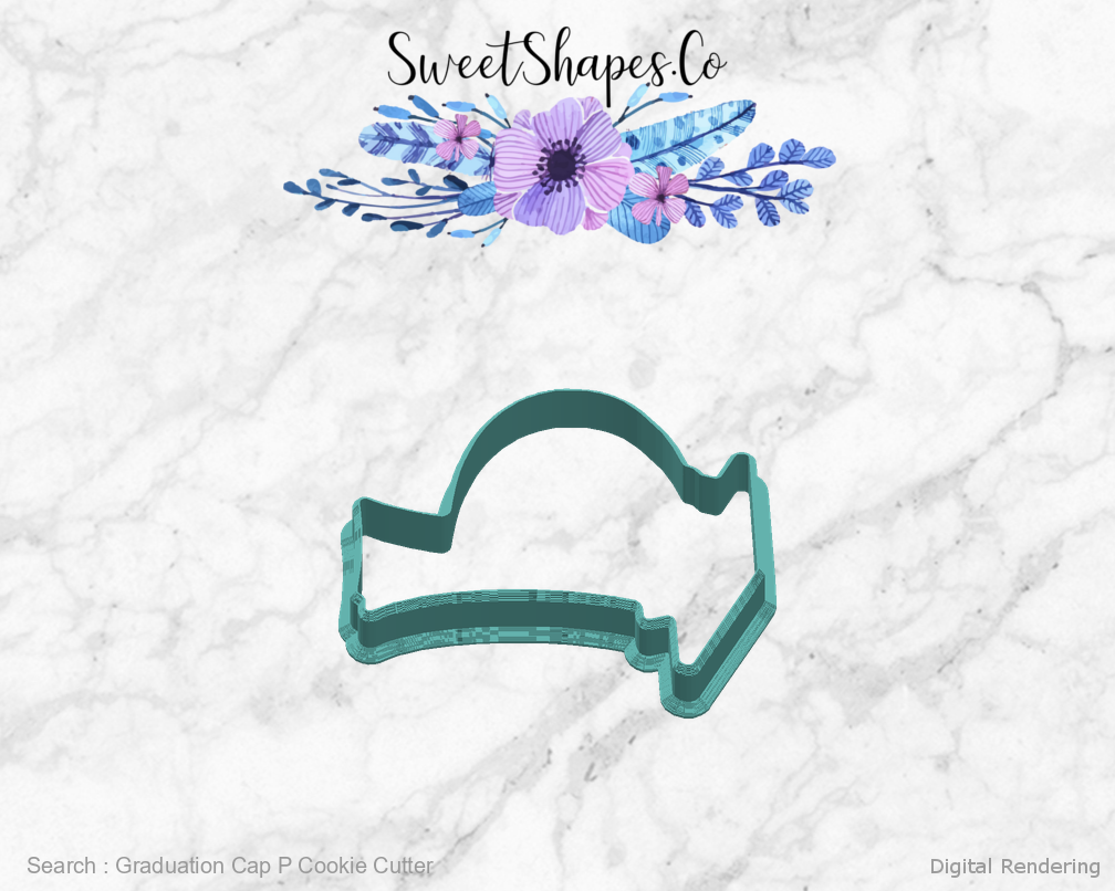 Graduation Cap P Cookie Cutter — right view