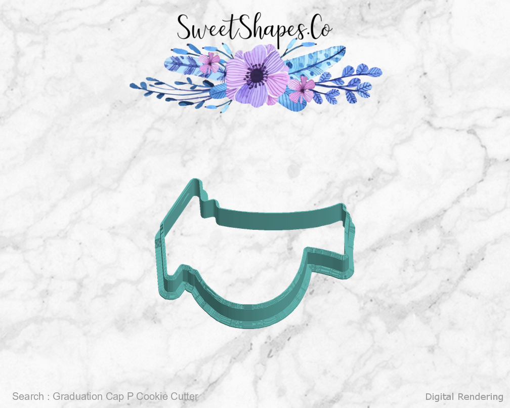 Graduation Cap P Cookie Cutter — left view