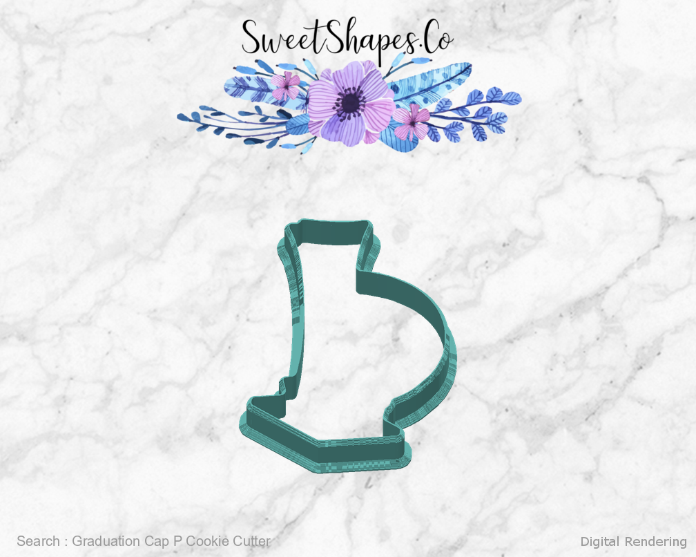 Graduation Cap P Cookie Cutter — back view
