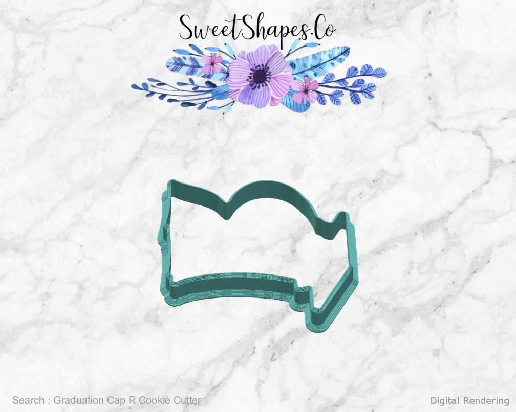 Graduation Cap R Cookie Cutter — right view