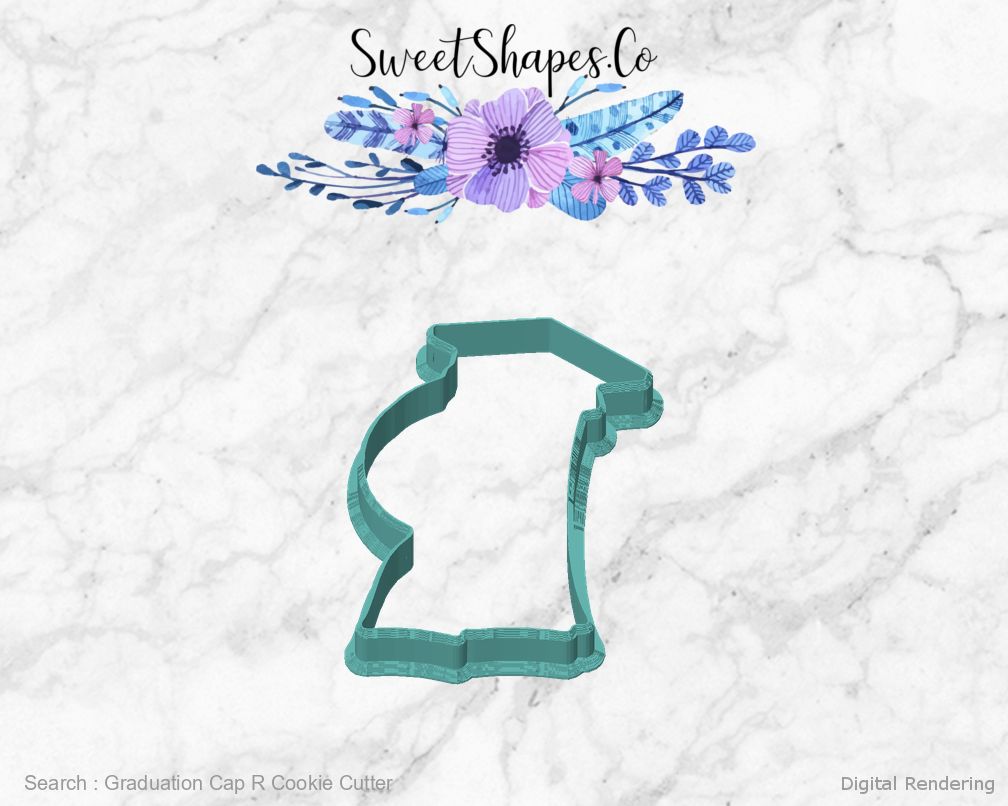 Graduation Cap R Cookie Cutter — front view