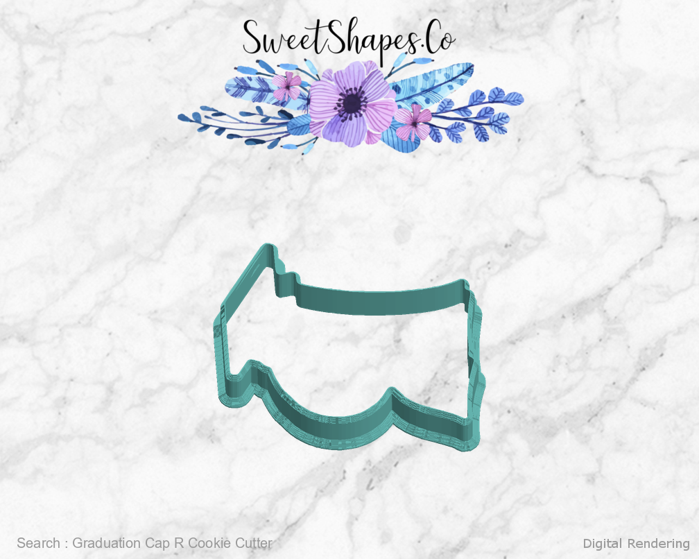 Graduation Cap R Cookie Cutter — left view