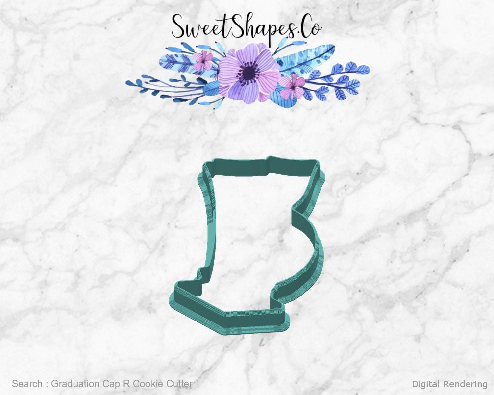 Graduation Cap R Cookie Cutter — back view