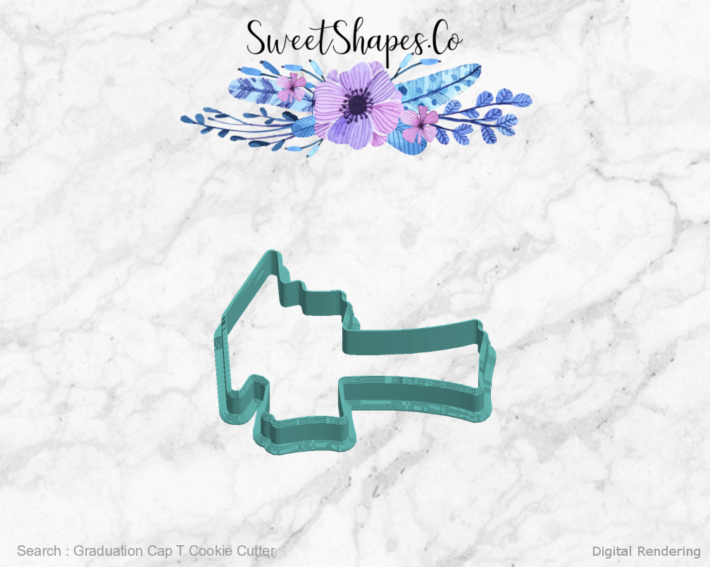 Graduation Cap T Cookie Cutter — left view