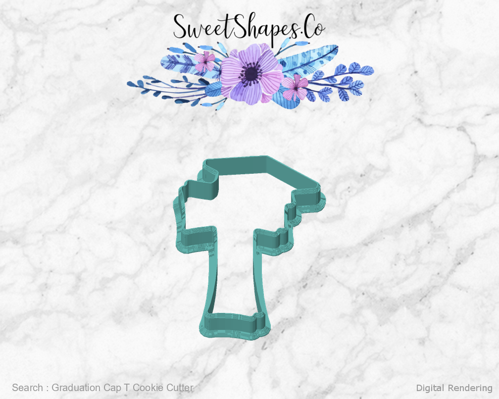 Graduation Cap T Cookie Cutter — front view