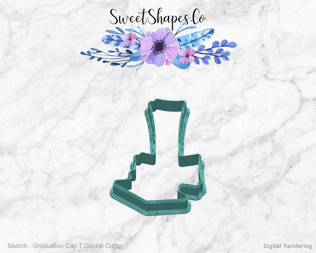 Graduation Cap T Cookie Cutter — back view