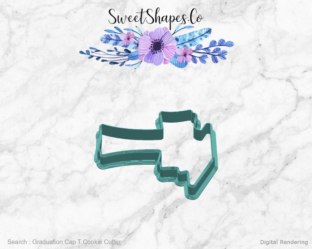 Graduation Cap T Cookie Cutter — right view