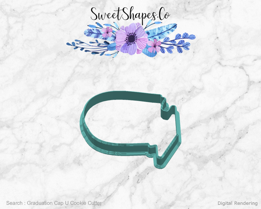 Graduation Cap U Cookie Cutter — right view