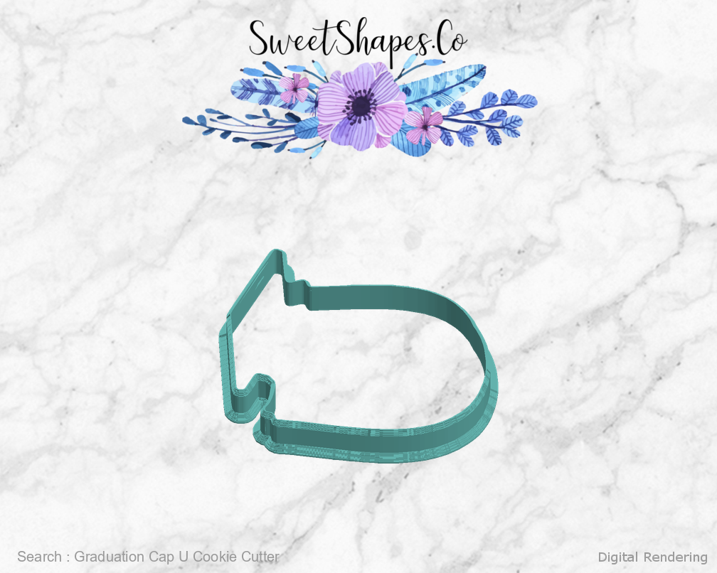 Graduation Cap U Cookie Cutter — left view