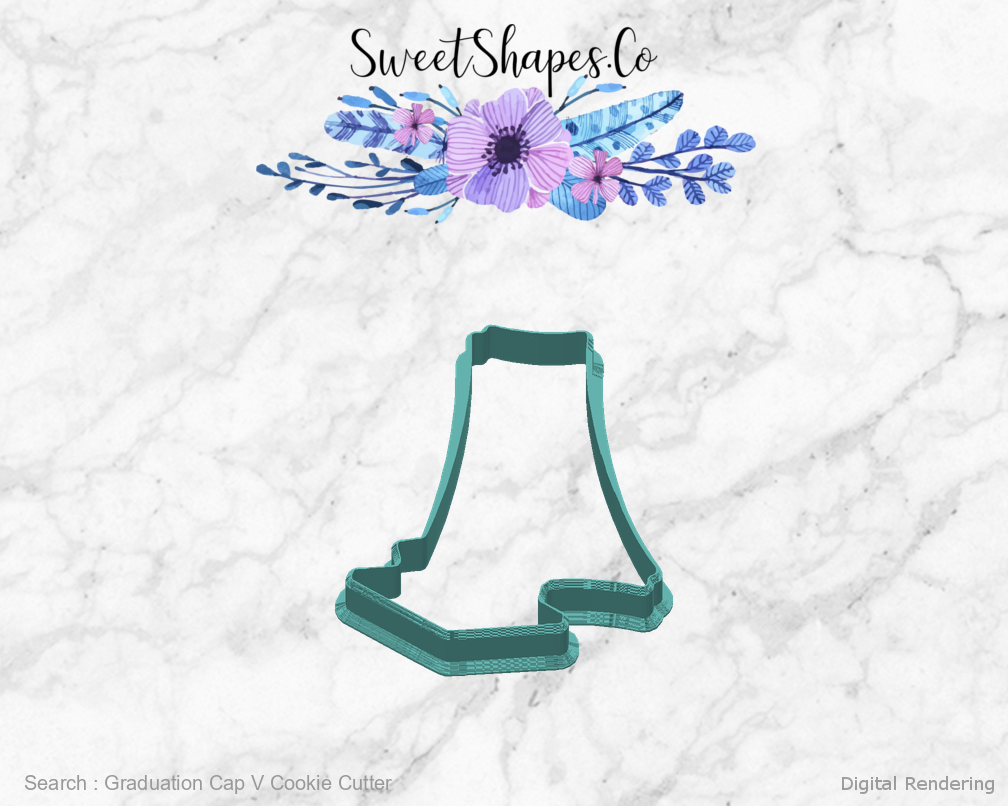 Graduation Cap V Cookie Cutter — back view