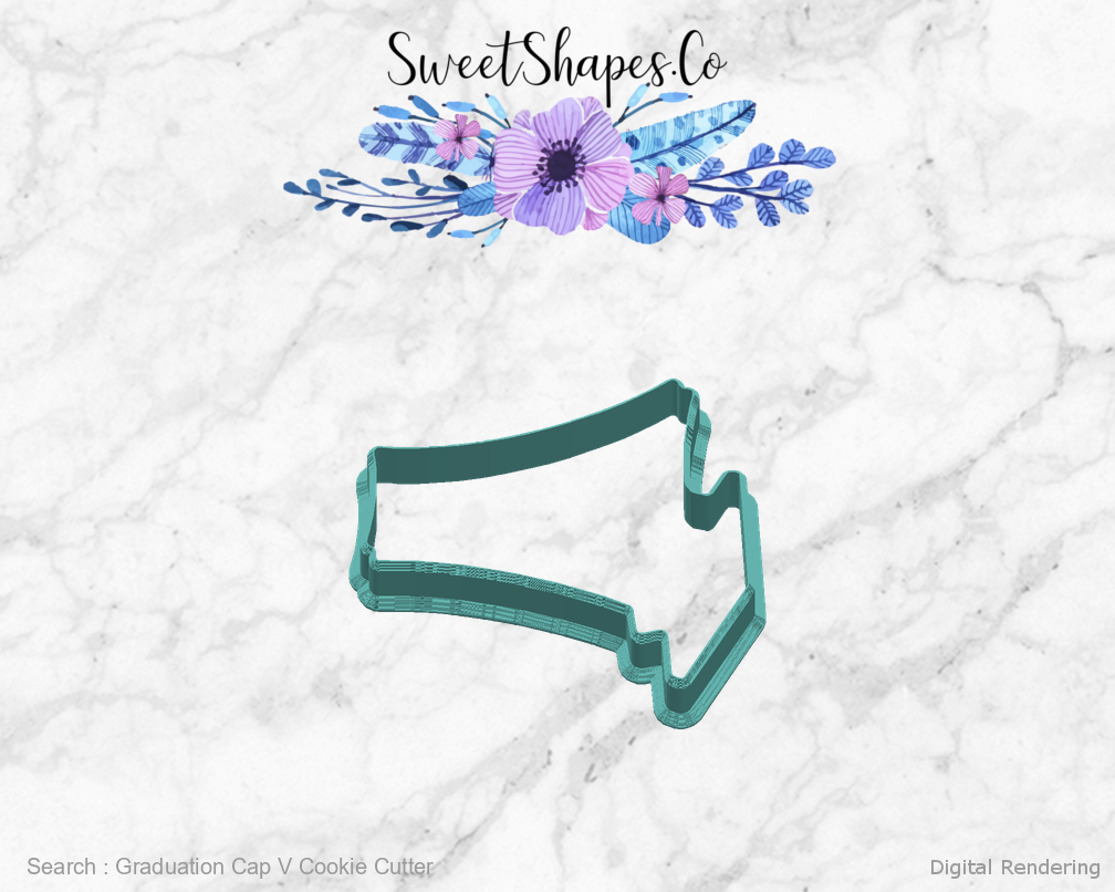 Graduation Cap V Cookie Cutter — right view