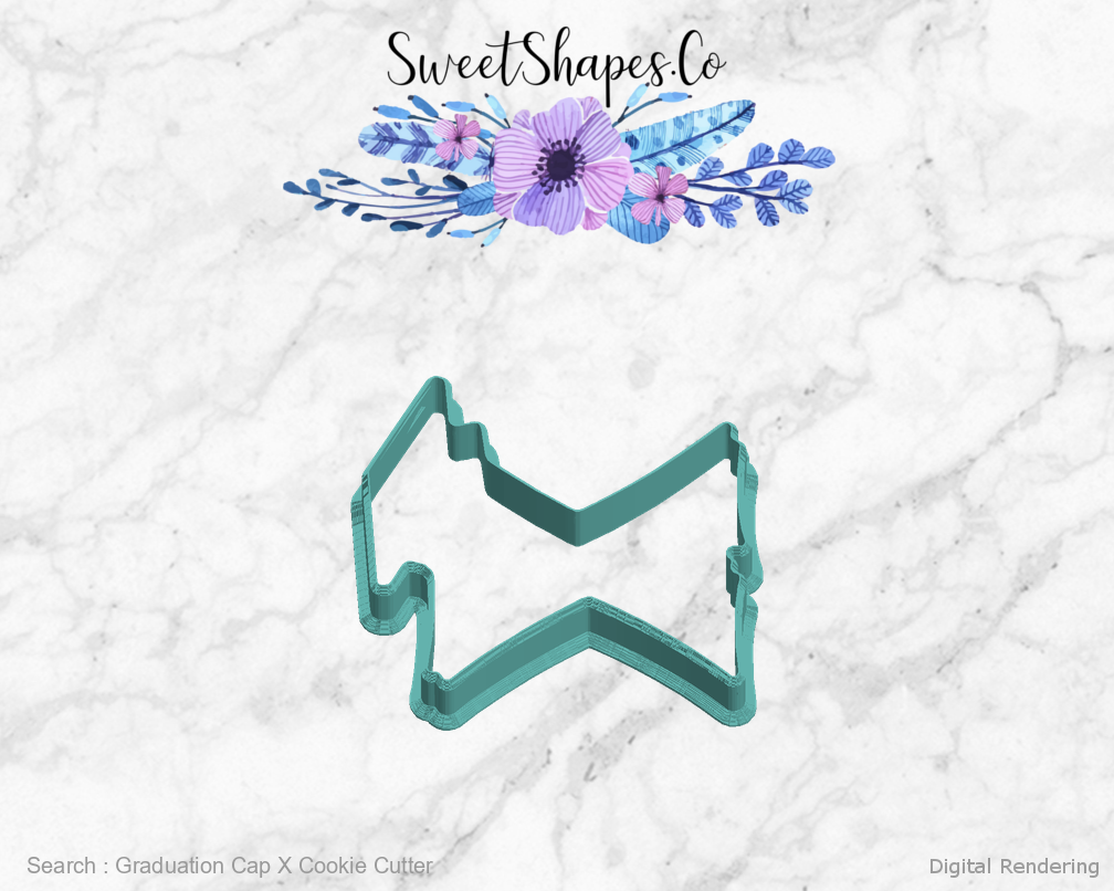 Graduation Cap X Cookie Cutter — left view