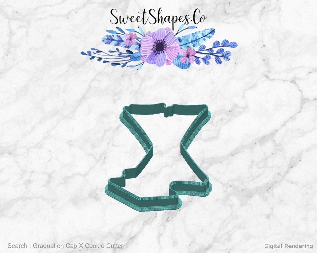 Graduation Cap X Cookie Cutter — back view