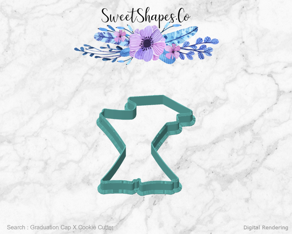 Graduation Cap X Cookie Cutter — front view