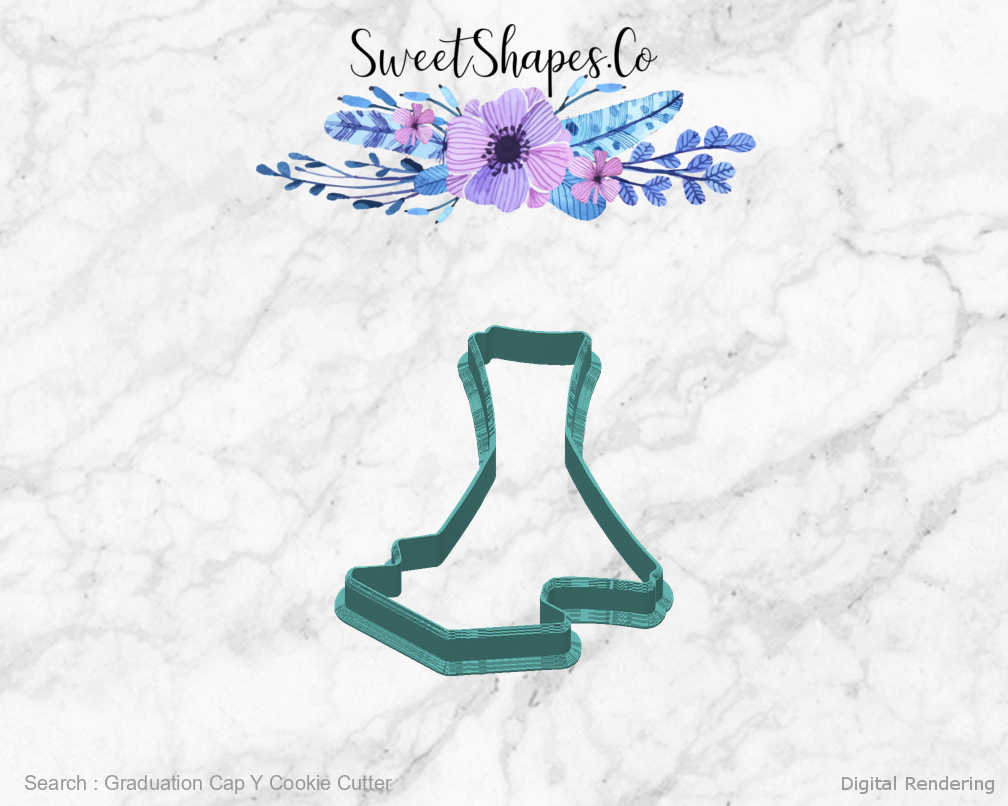 Graduation Cap Y Cookie Cutter — back view