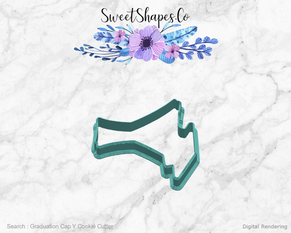 Graduation Cap Y Cookie Cutter — right view