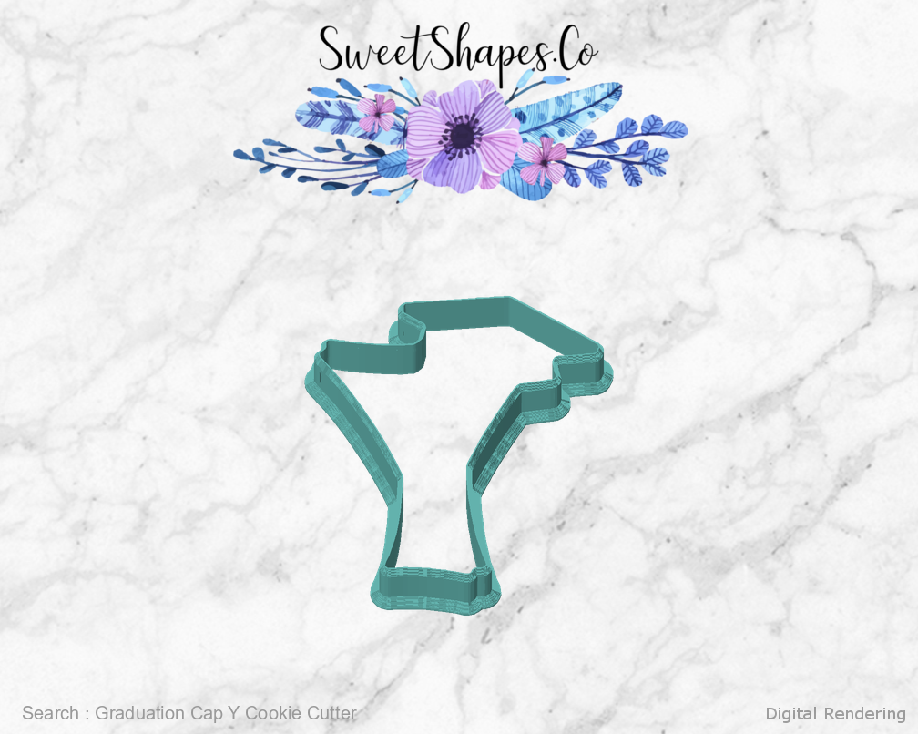 Graduation Cap Y Cookie Cutter — front view