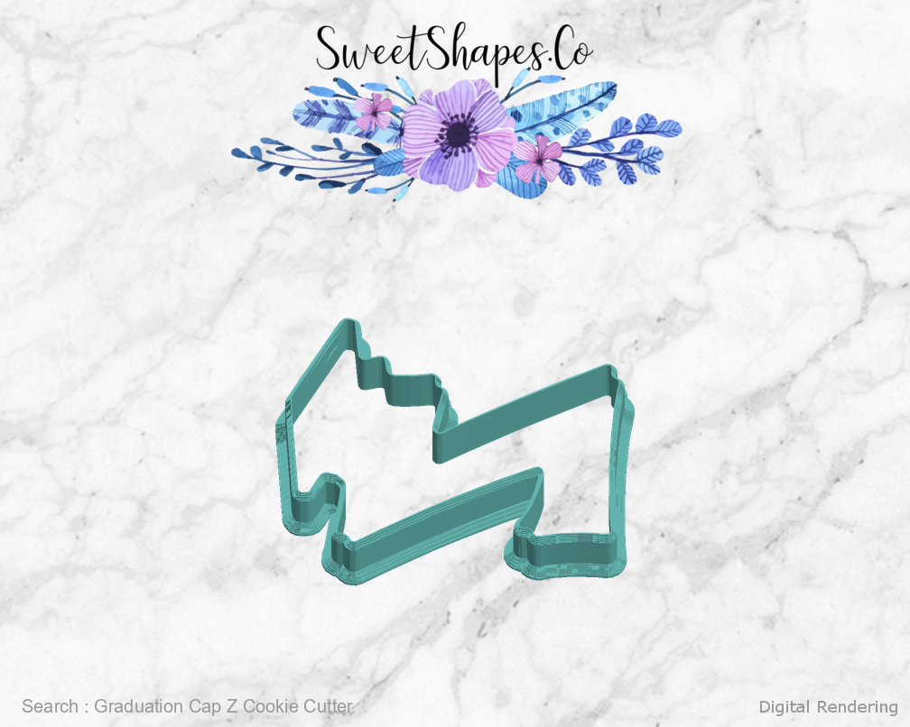 Graduation Cap Z Cookie Cutter — left view