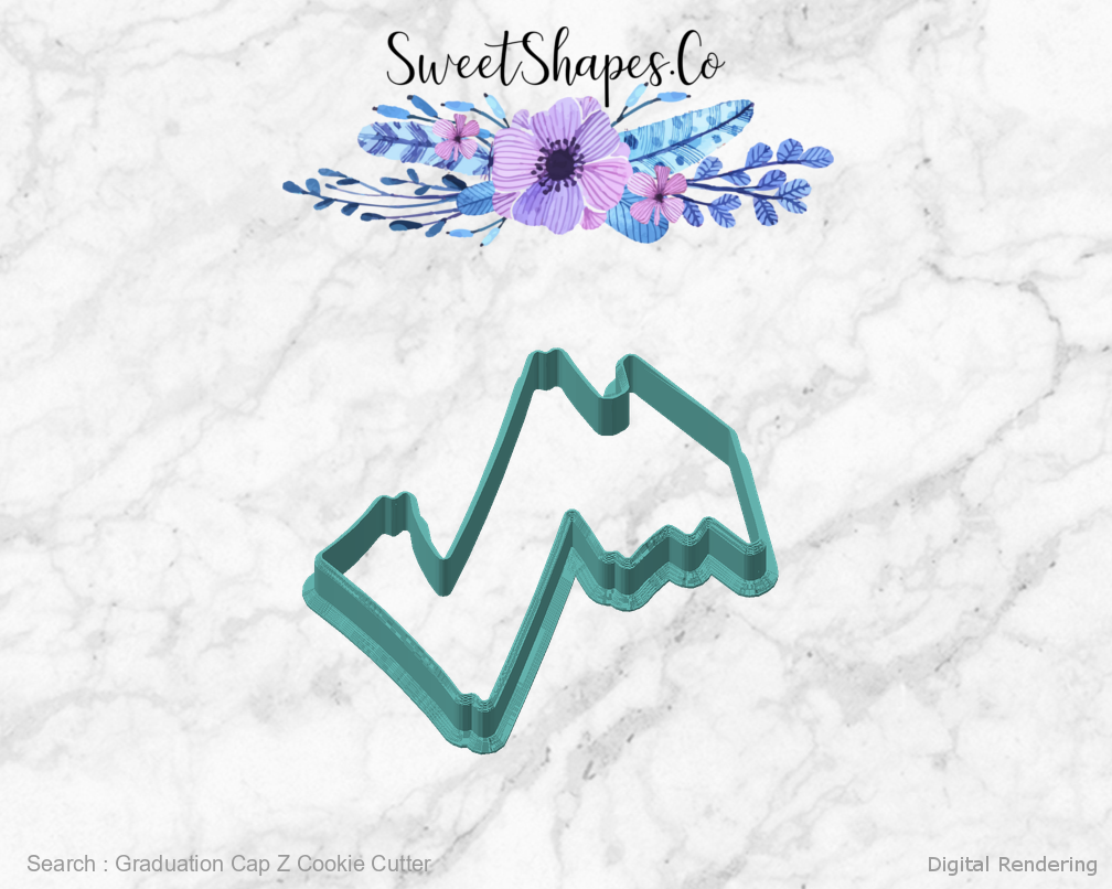 Graduation Cap Z Cookie Cutter — angled front view