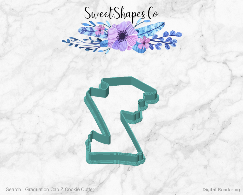 Graduation Cap Z Cookie Cutter — front view