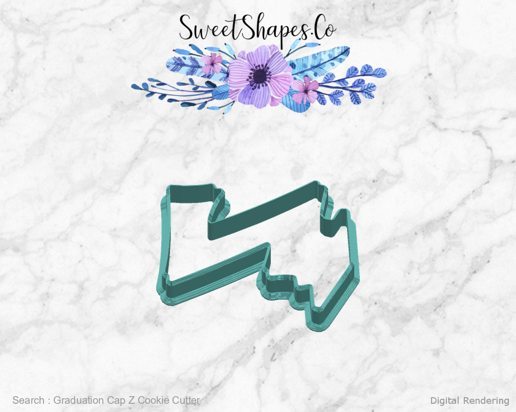 Graduation Cap Z Cookie Cutter — right view