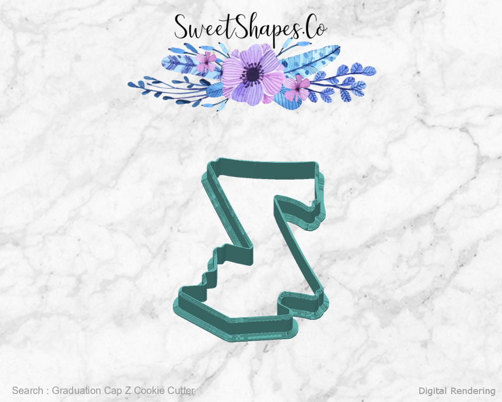 Graduation Cap Z Cookie Cutter — back view