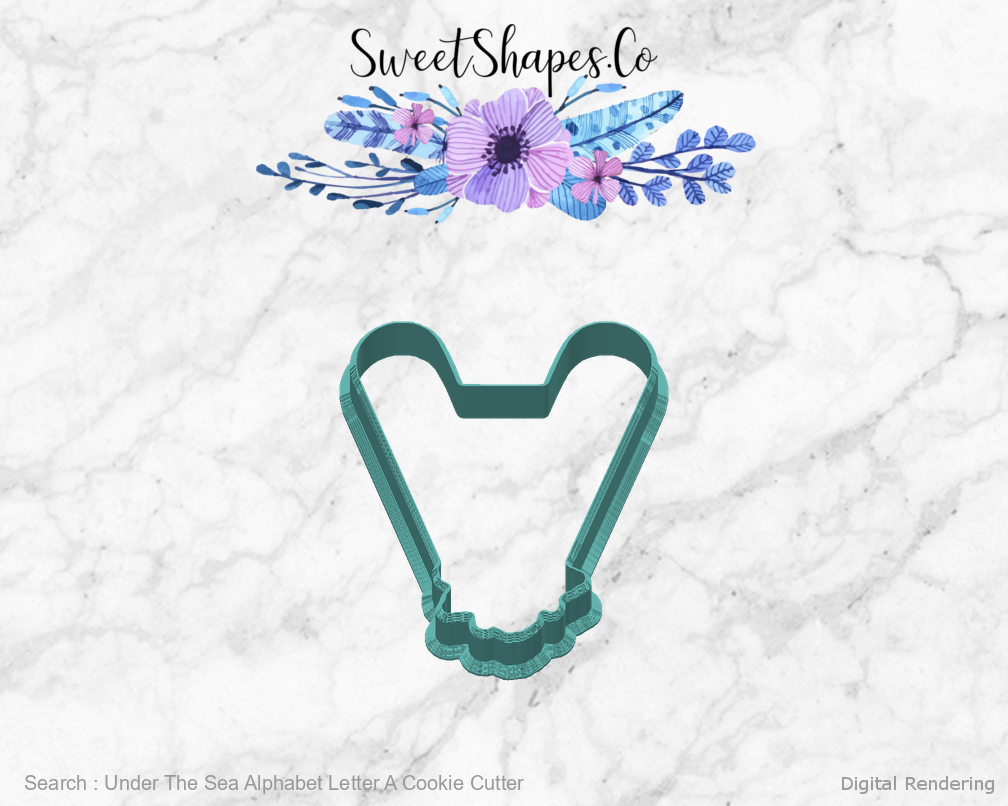 Under The Sea Alphabet Letter A Cookie Cutter — back view