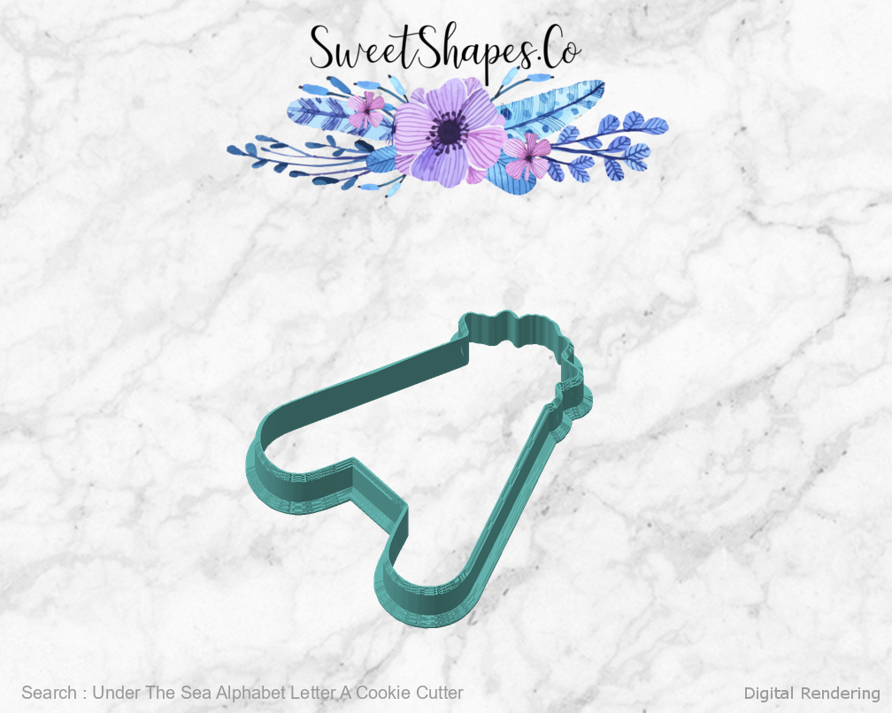 Under The Sea Alphabet Letter A Cookie Cutter — angled front view