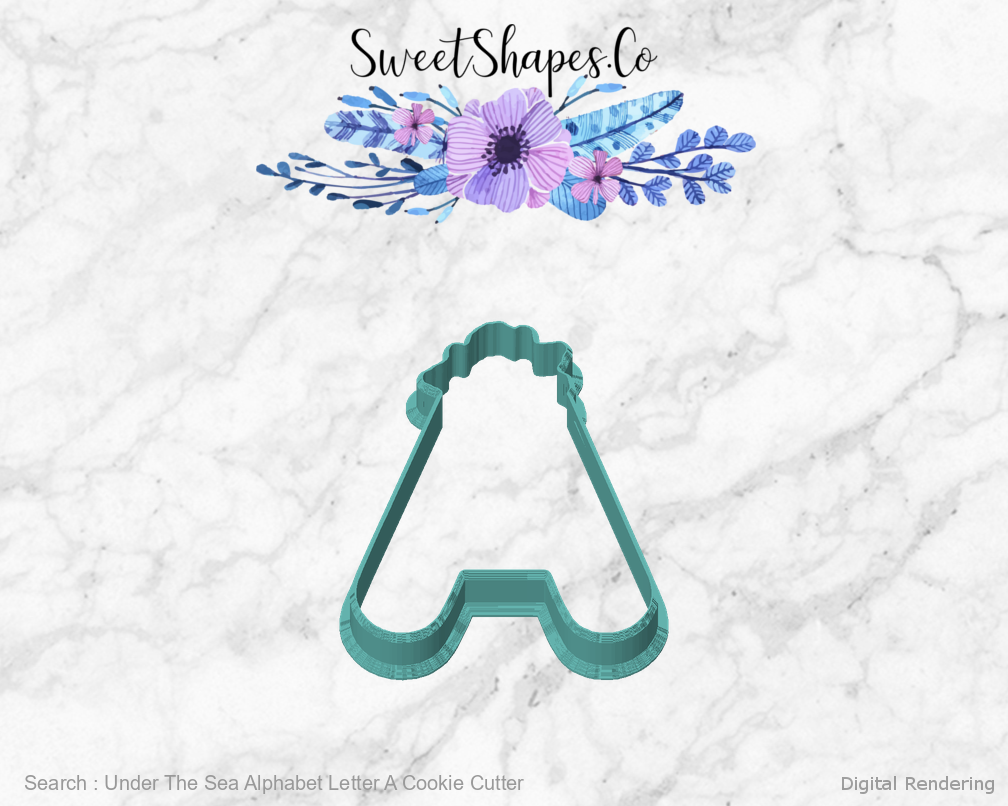 Under The Sea Alphabet Letter A Cookie Cutter — front view