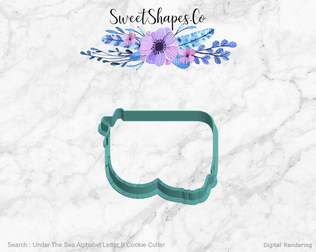 Under The Sea Alphabet Letter B Cookie Cutter — left view